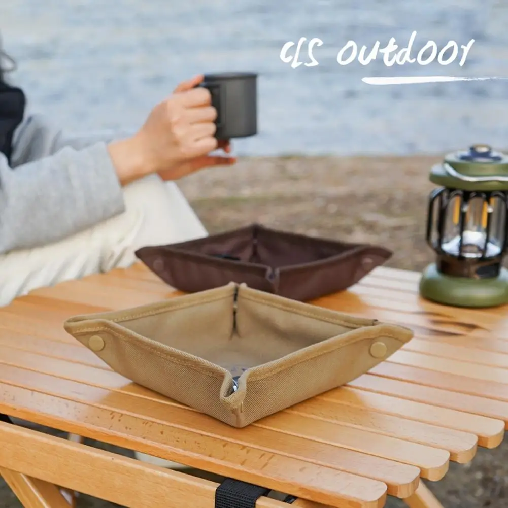Tragbares, faltbares Camping-Aufbewahrungstablett, quadratisches Desktop-Organizer-Tablett für den Außenbereich, multifunktionale Aufbewahrungsbox für Schlüssel und kleine Gegenstände – Detail 4