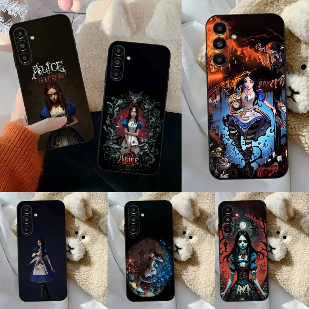 A-Alice Madness Returns Game Phone Case For Samsung S24,23,22,30,21,10,9,Ultra,Plus,Lite,FE,5G Black Soft Case