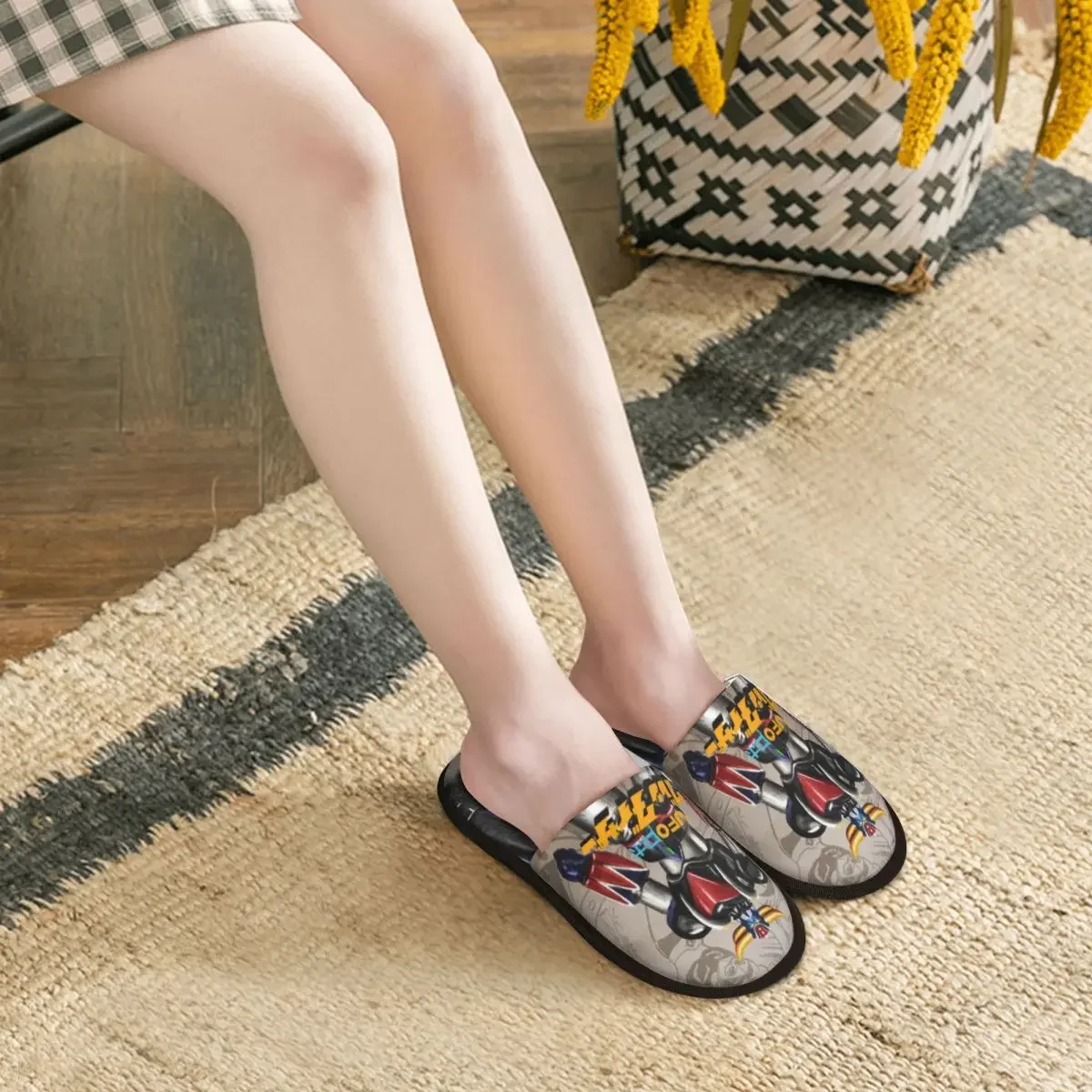 Mazinger Z Anime Guest Slippers for Bathroom Women Custom Print UFO Robot Goldorak House Slipper