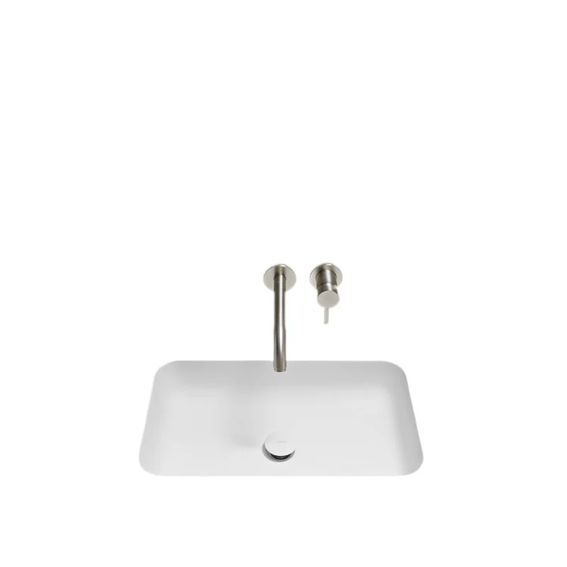 Minimalist, brushed nickel, stainless steel color, into the wall, pre-embedded, basin faucet, minimalism