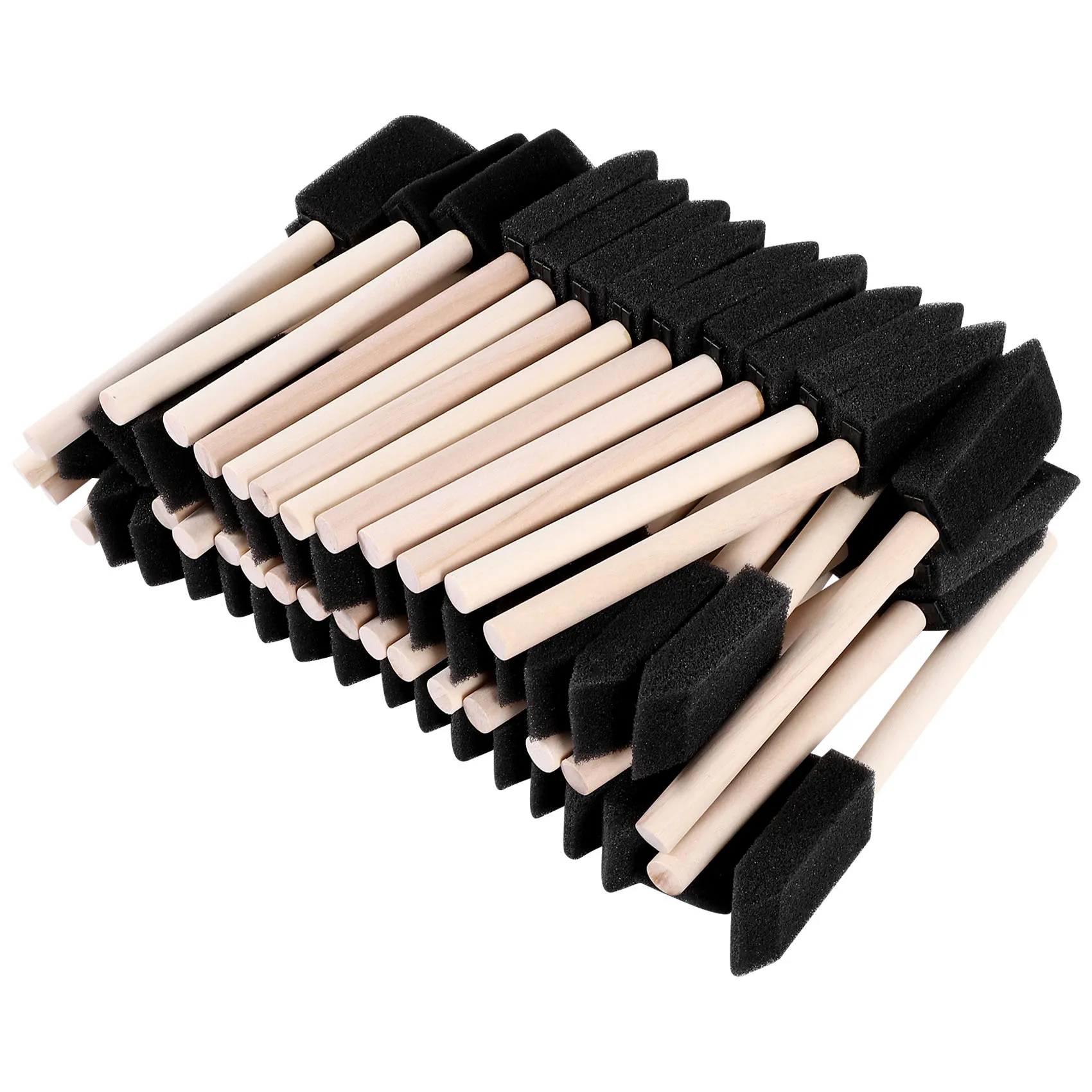 AA84 60Pcs Small Foam Paint Brush Sponge Foam Brush Painting Set Wood Handle 1 Inch Paint Brushes Tools Painting Set for Kids