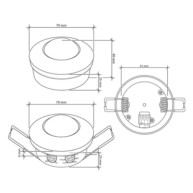 AC 220V-240V LED PIR Infrared Motion Sensor Ceiling Embedded Dual Induction Switch For Lighting