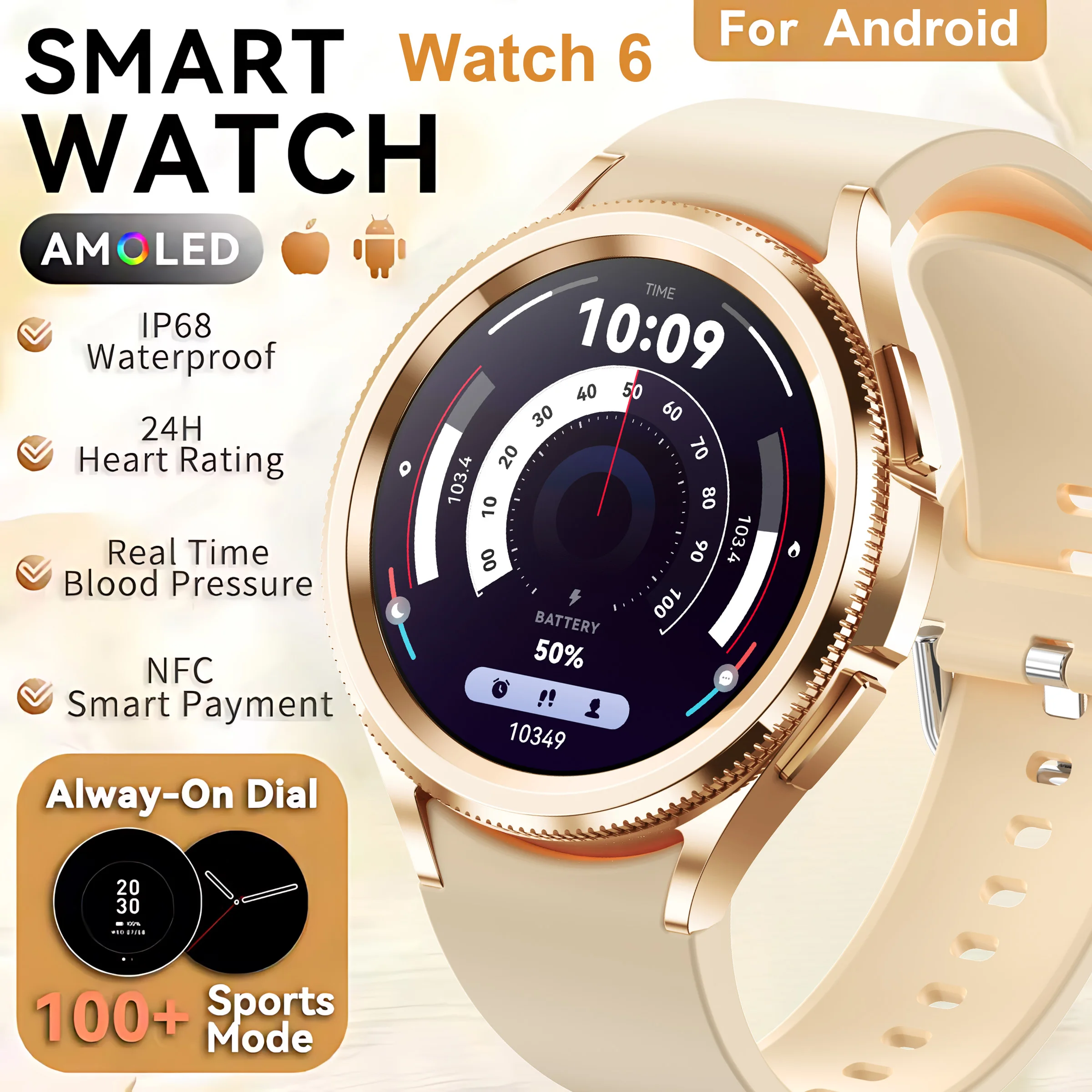 

Новые оригинальные часы 6, мужские умные часы AMOLED, всегда на дисплете, Bluetooth-вызов, GPS, NFC, умные часы, Android IOS для Android iOS