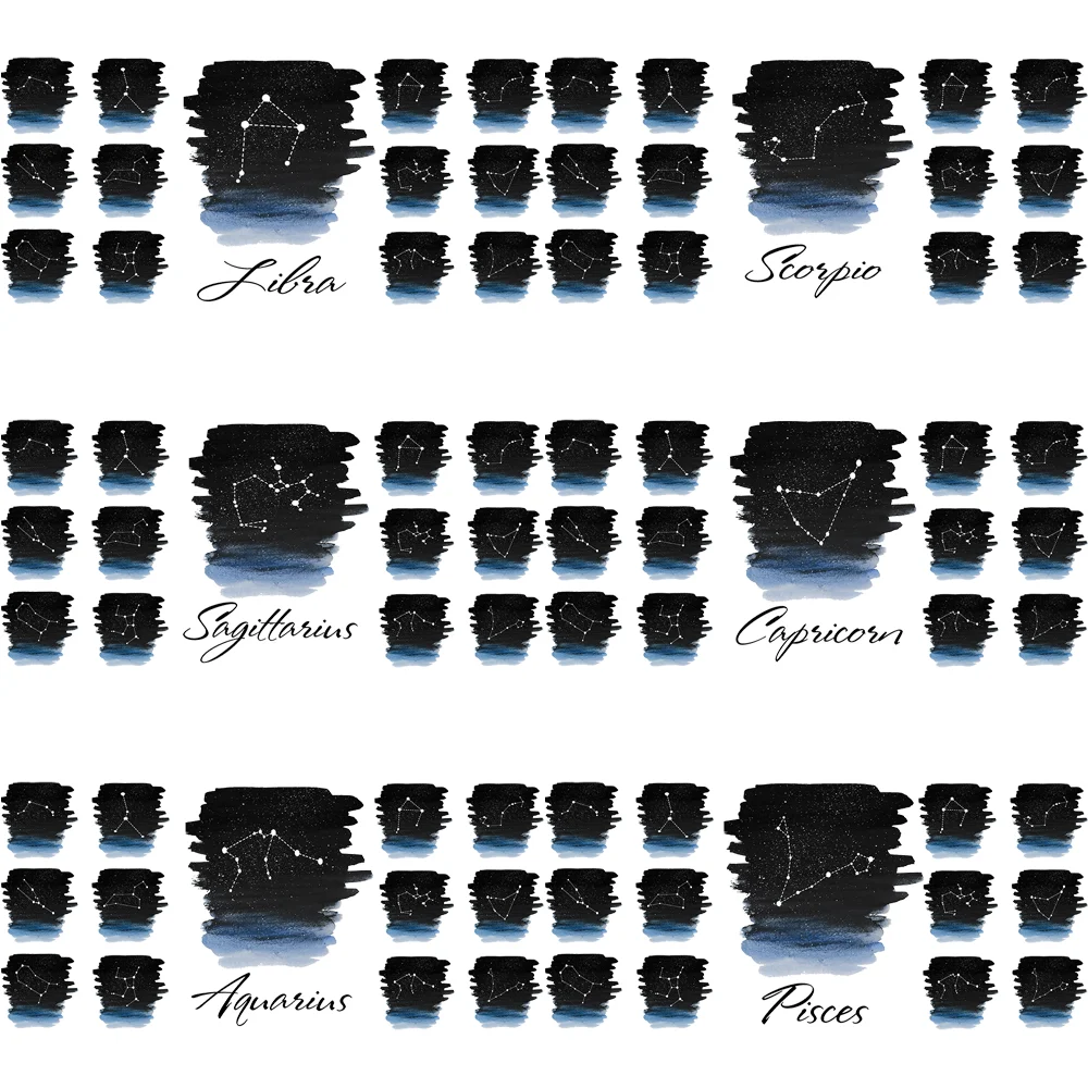 New Zodiac Signs Themed Starry Night 3D UV DTF Transfer Stickers 24*11cm 16oz Glass Can Waterproof Cup Wraps DIY Tumbler Decals