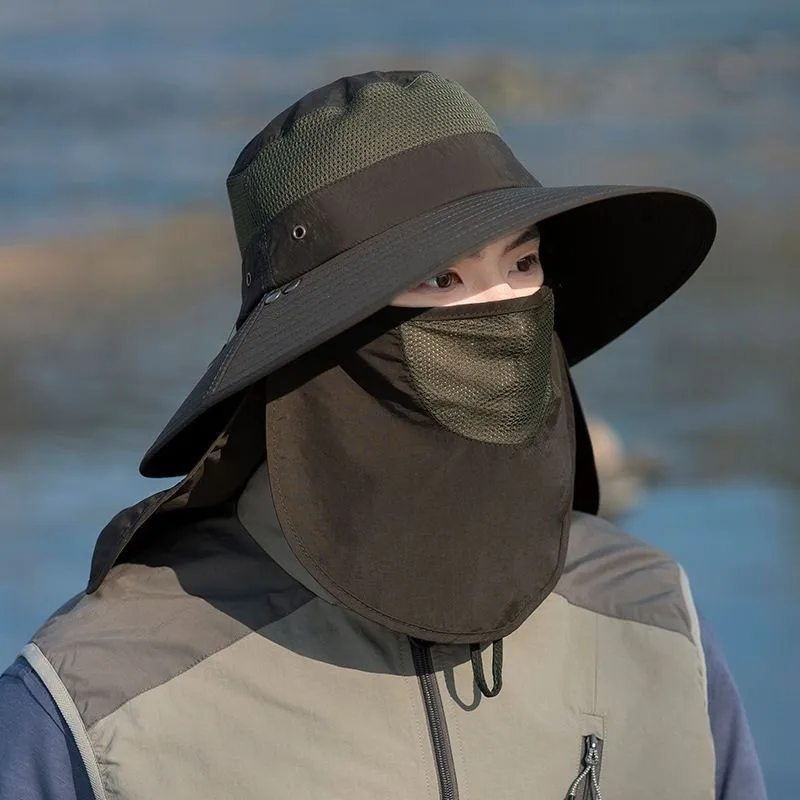 

Uv-resistant sunshade hat fishing face and neck all-in-one men's outdoor wide-brimmed fisherman's