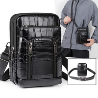 PU Men Shoulder Bag Outdoor Travel Commuting Shopping Waist Bags Portable Short Distance Business Trip Messenger Phone Pouch