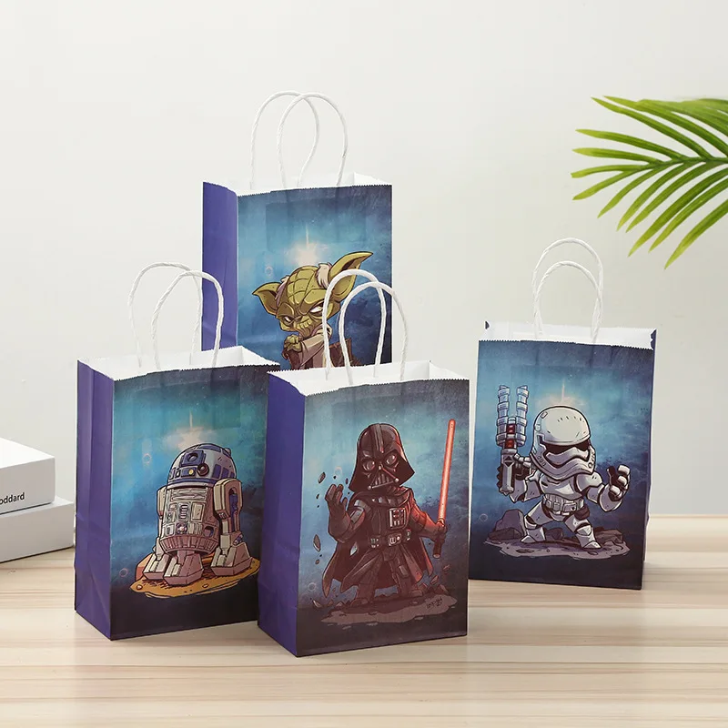 Bolsa de Papel para Dulces de Star Wars, Bolsa de Regalo de Papel Kraft con Diseño de Anime, Bolsa de Regalo de Cumpleaños