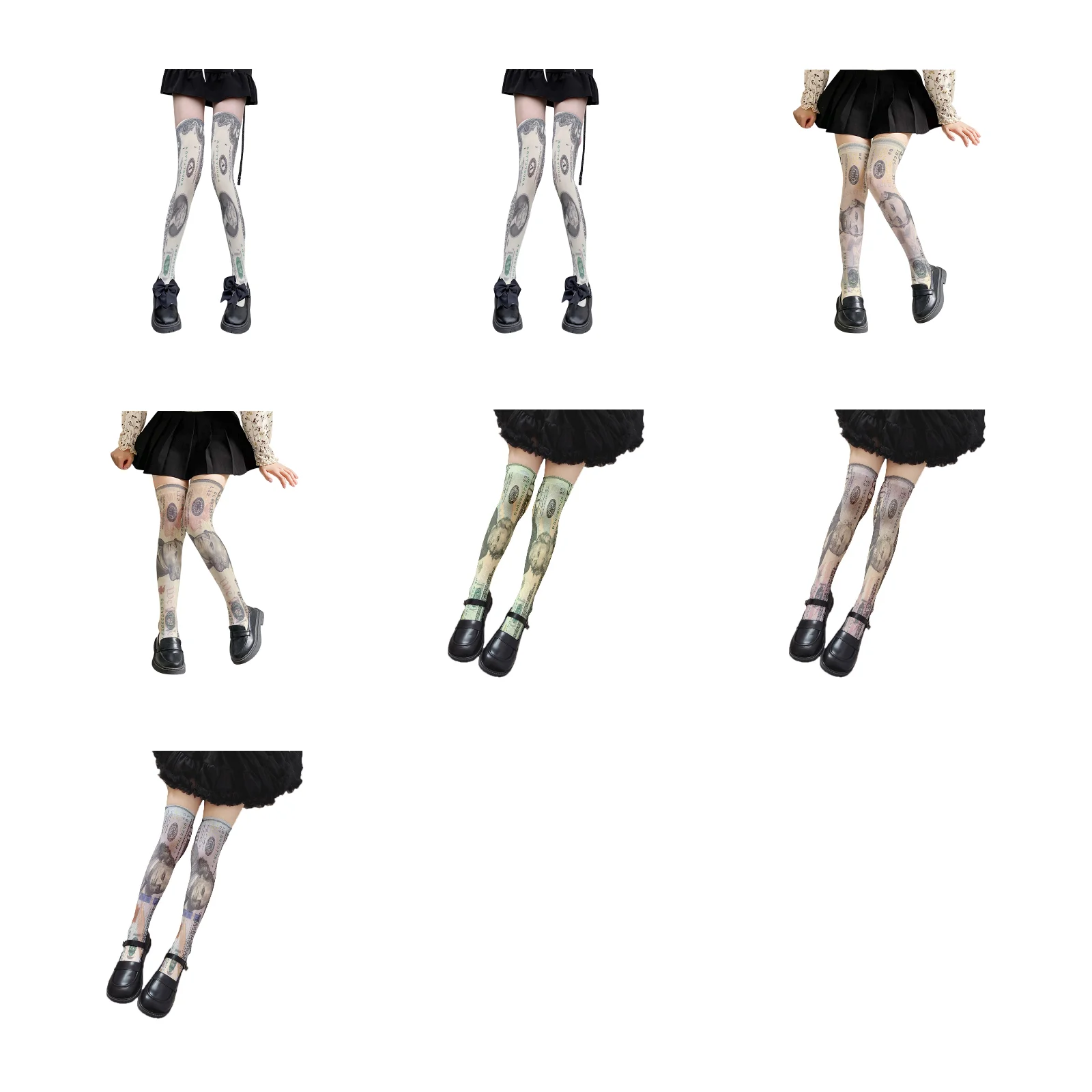 

7 наборов персонализированных 3D-носки до колена с изображением долларов (стили 1-7)