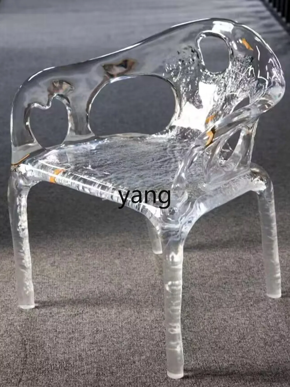

LMMEpoxy Transparent Resin Chair Acrylic Single Chair Light Luxury Creative Personality Leisure Special-shaped Back Chair