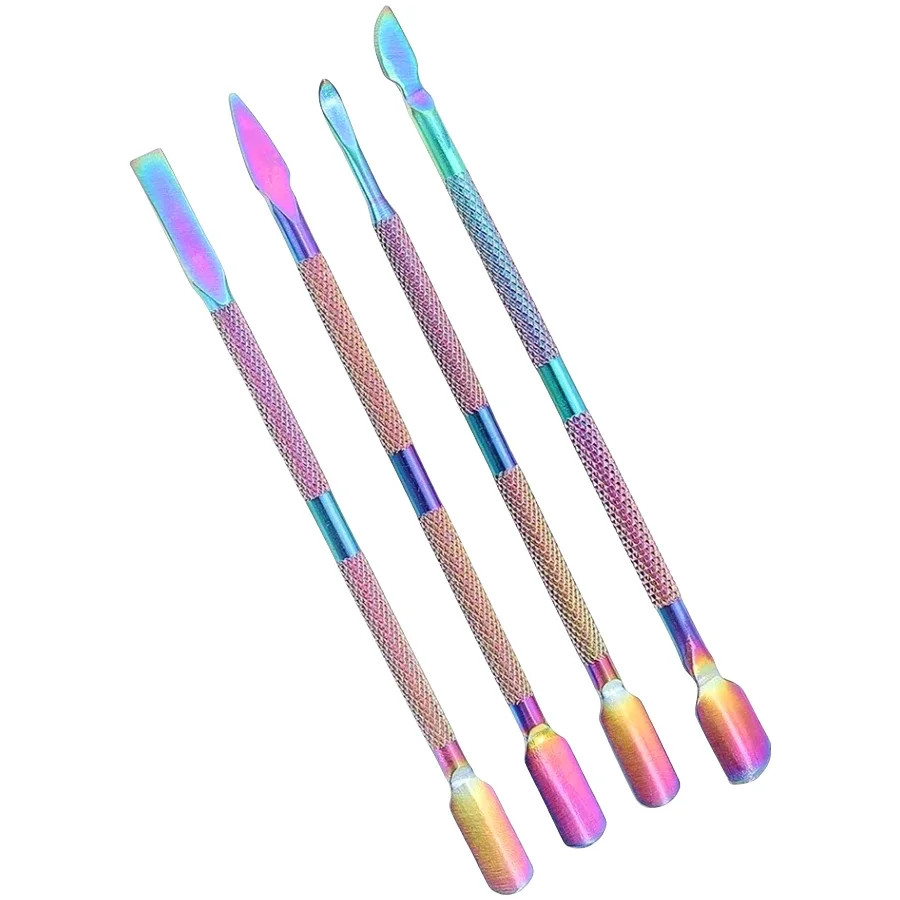 

4Pcs Titanium Stainless Steel Double-Headed Nail Pusher Set, Cuticle Pusher Dead Skin Remover Nail Care Tools