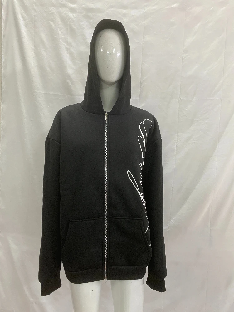 

New casual commuting minimalist letter printed fashionable foreign trade zipper jacket hoodie y2k