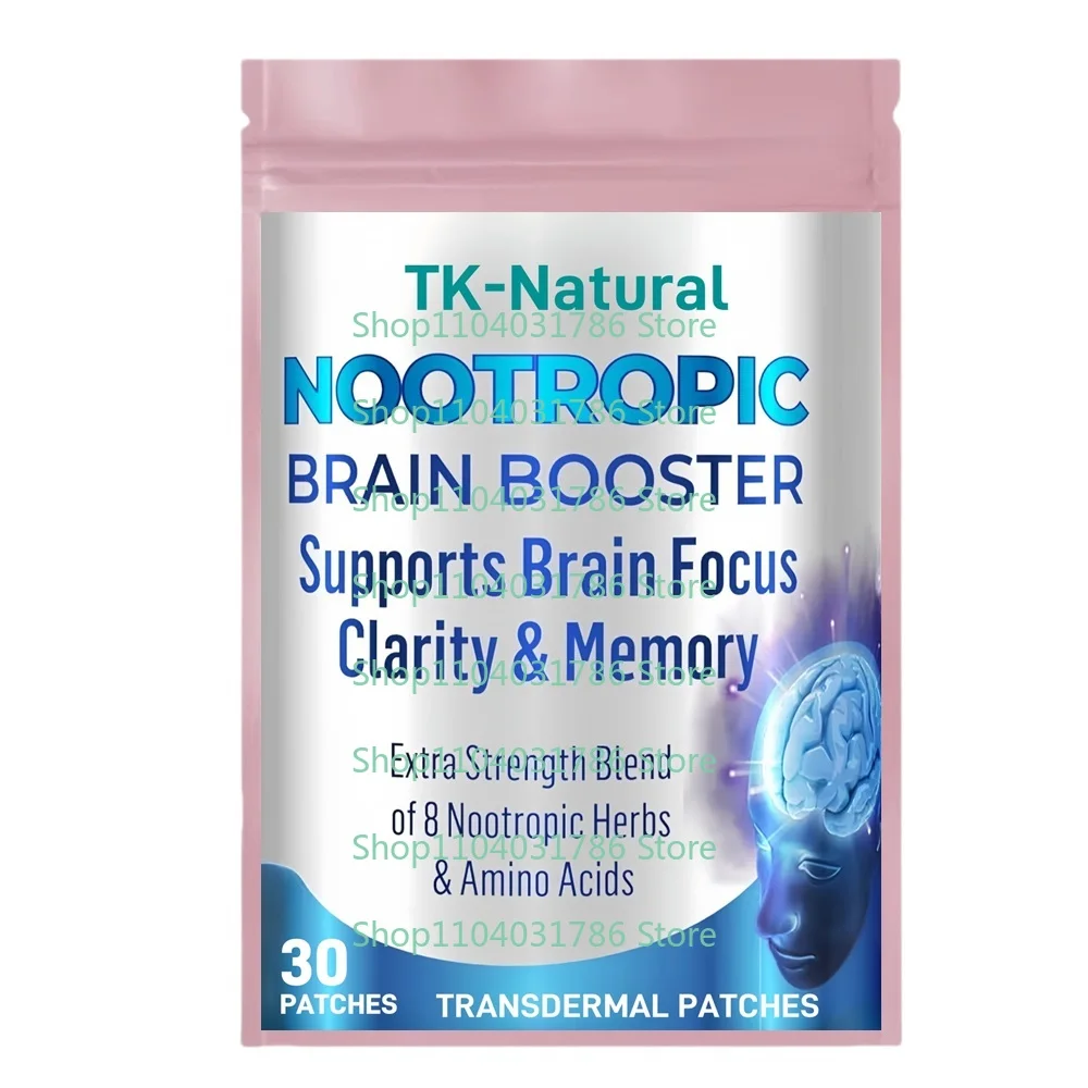 30 parches Parches transdermicos de refuerzo cerebral nootrópico con Ginkgo Biloba, Bacopa Monnieri - Memoria y soporte cerebral