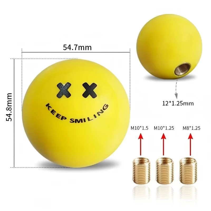 Keep Smiling Universal Round Ball Car Gear Shift Knob Manual Transmission Shifter Lever Head JDM Style Car Interior Modification 2