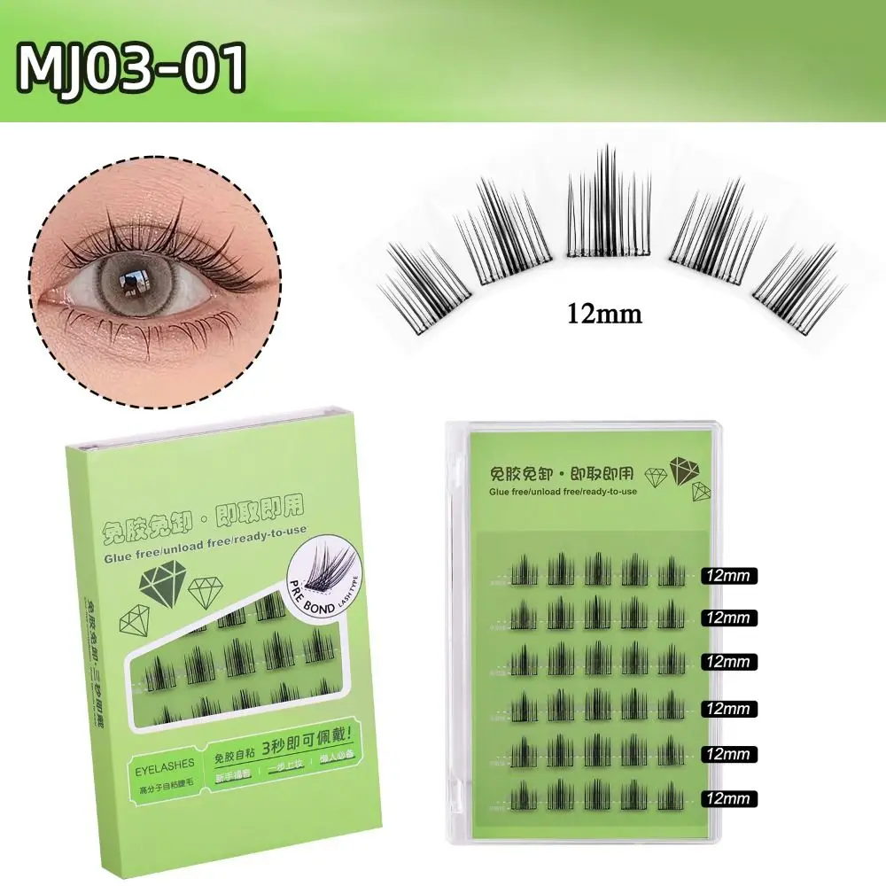 Cílios autoadesivos macios, clusters individuais, sem cola, faça você mesmo, sem necessidade de cola, prensa em cílios