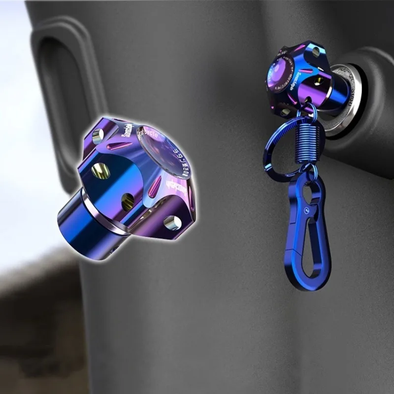 Universal Aluminum Keychain Modified Burn Blue DIY Key Cover Case Shell Fit Motorcycle Car ATV Key Bit Pentagonal Hexagon