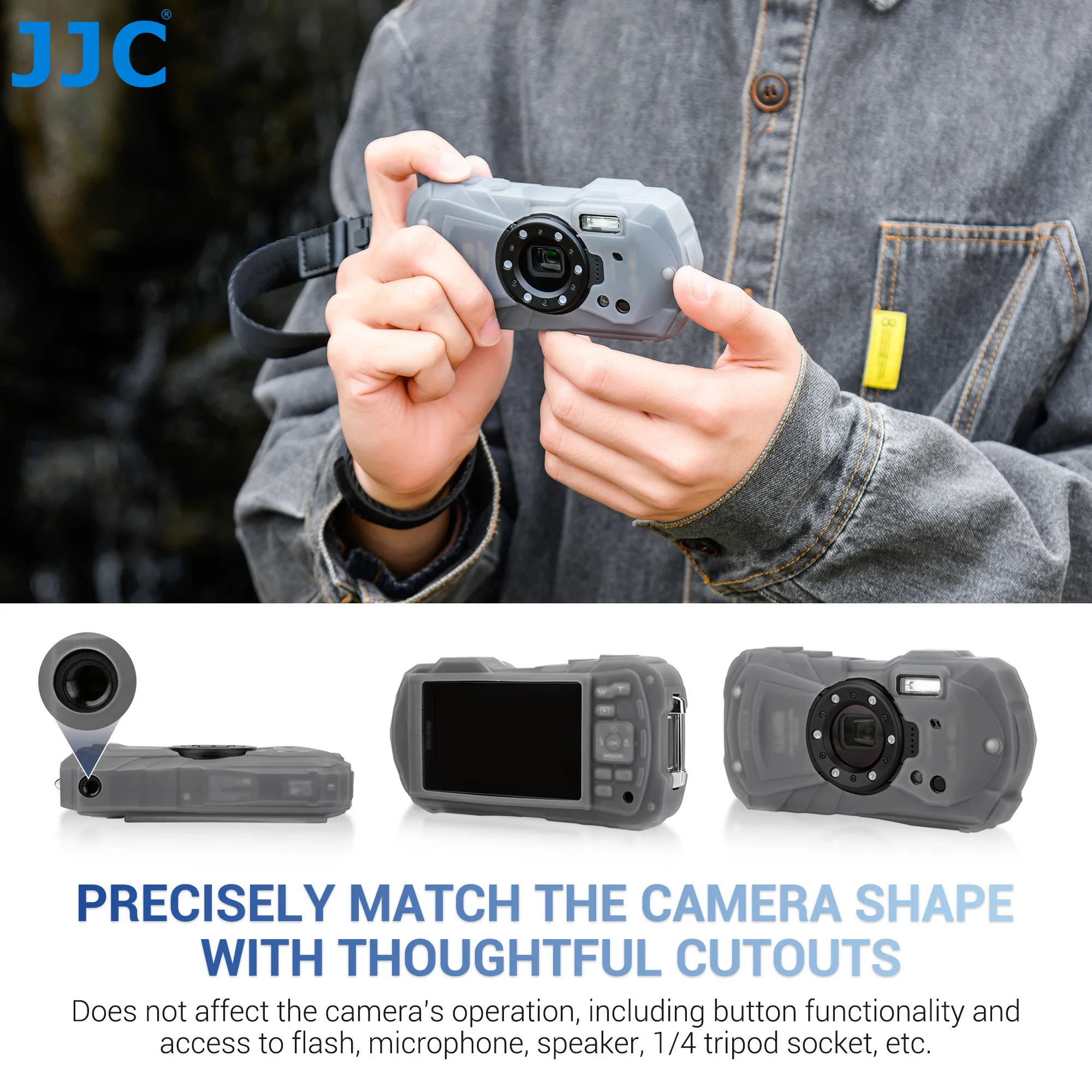 Силиконовая куртка JJC Pentax WG-90 для силиконового чехла Ricoh WG-80, обеспечивающая дополнительную защиту и ручку