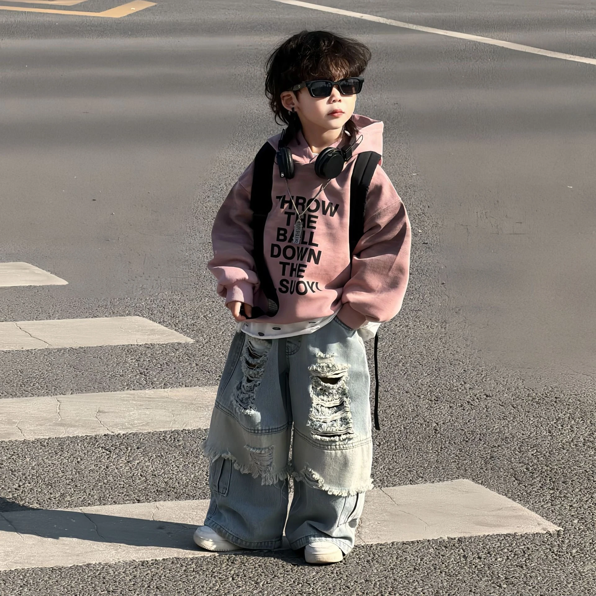 Fake Two Pairs of Jeans 2026 Spring and Autumn Fashion All-match Korean New Trendy Denim Wide Leg Pants