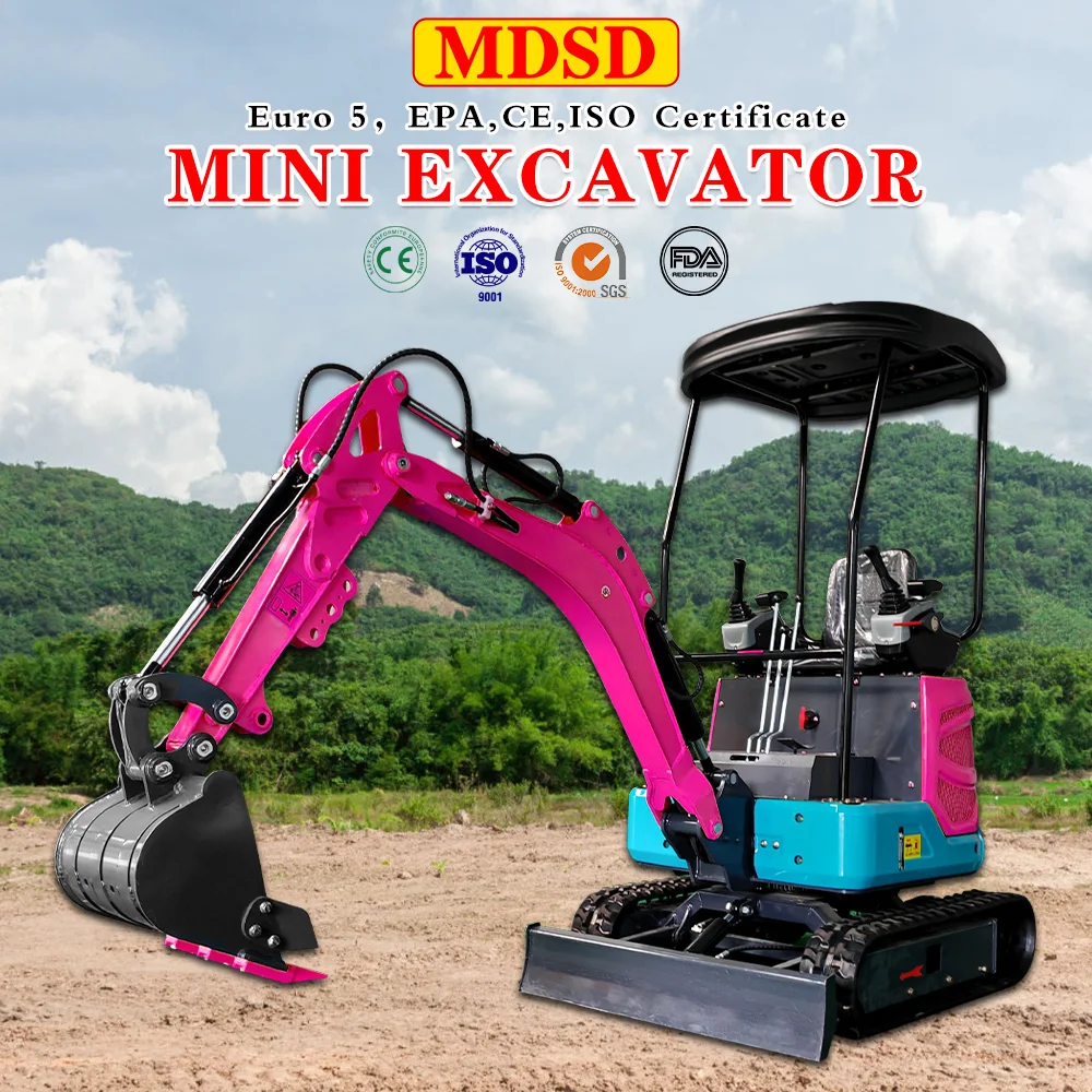 Venta directa de fábrica 1.5T 2T Mini excavadora sobre orugas EPA EURO5 Motor excavadora hidráulica excavadora agrícola venta personalizada