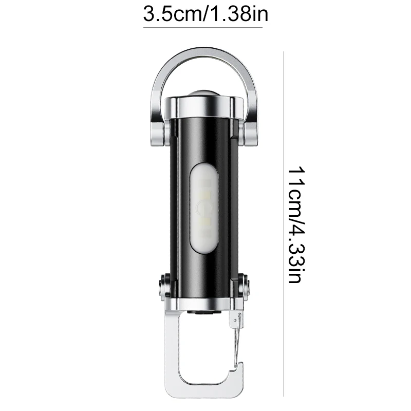Mini Keychain Flashlight Multifunction USB Rechargeable Torch Portable Lamp with 6 Lighting Modes for Emergency Walking Camping