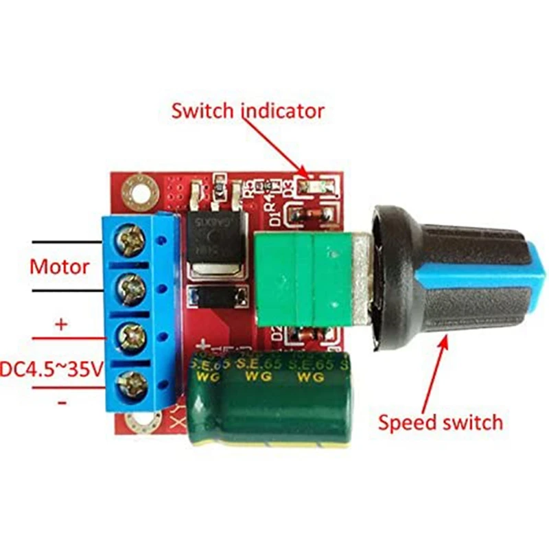 Top-DC-DC 5v-35v 5a 90w pwm dc módulo controlador de velocidade do motor regulador de velocidade interruptor de placa de ajuste de controle 12v 24v pn35