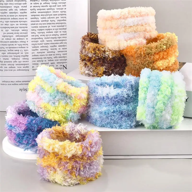 

1m Gradient Color Long Plush Twisted Rod Iron Wire Soft Wool Silk Ribbon Doll Toy Making DIY Fabric Twisting Rod Sewing Suppiles