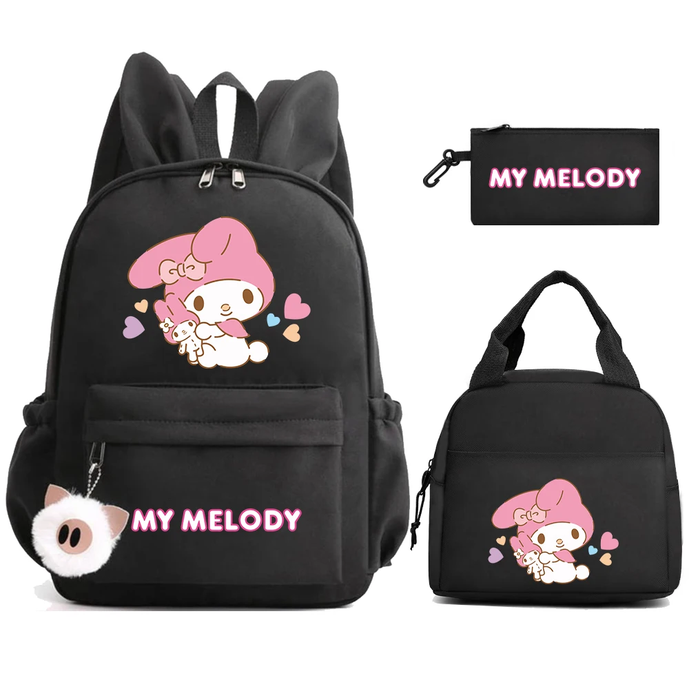 3Pcs/set Sanrio My Melody Cinnamoroll Backpack Bagpack Teens Travel Schoolbag with Lunch Bag Pencil Case for Boy Girl Rucksack