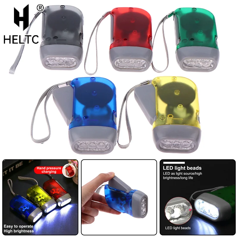

LED Hand Pressing Dynamo Crank Power Wind Up Flashlight Mini Self Generating Torch Camping Lamp Outdoor Home Supplies