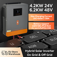 PowMr 48V 6.2KW 24V 4.2KW Hybrid Solar Inverter Grid Tie MPPT 120A On Grid Off Grid Inverter