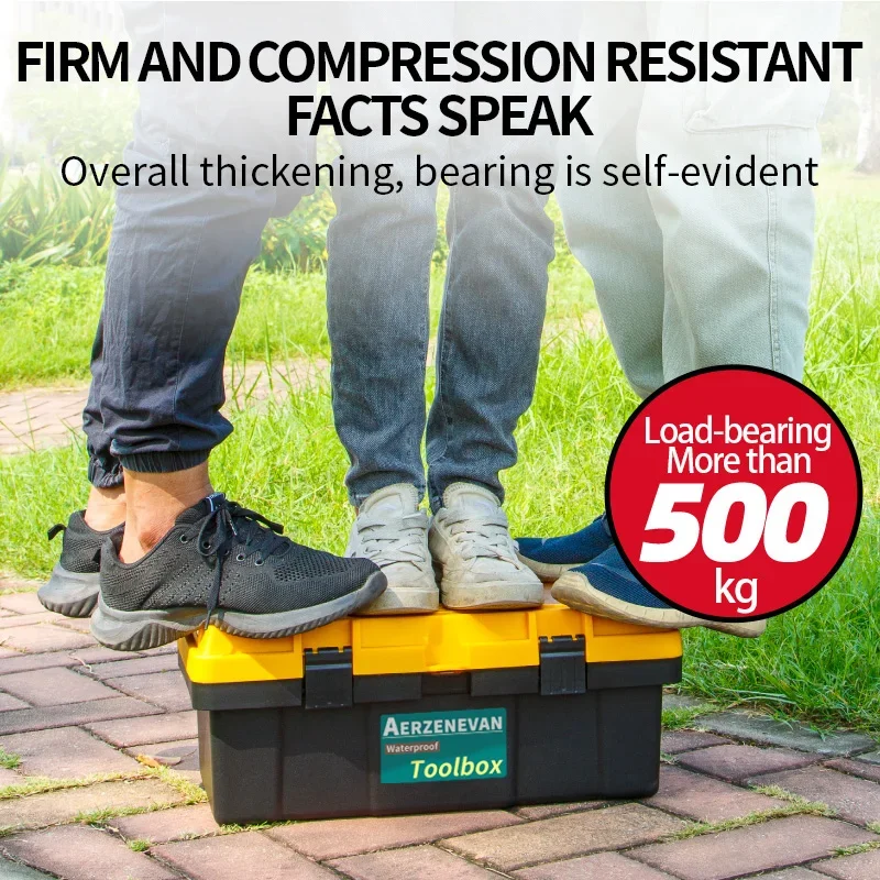 50L Heavy-Duty Industrial-Grade Explosion-Proof Toolbox 17'/'14' Lockable Shatterproof Wear-Resistant with 100kg Load Capacity