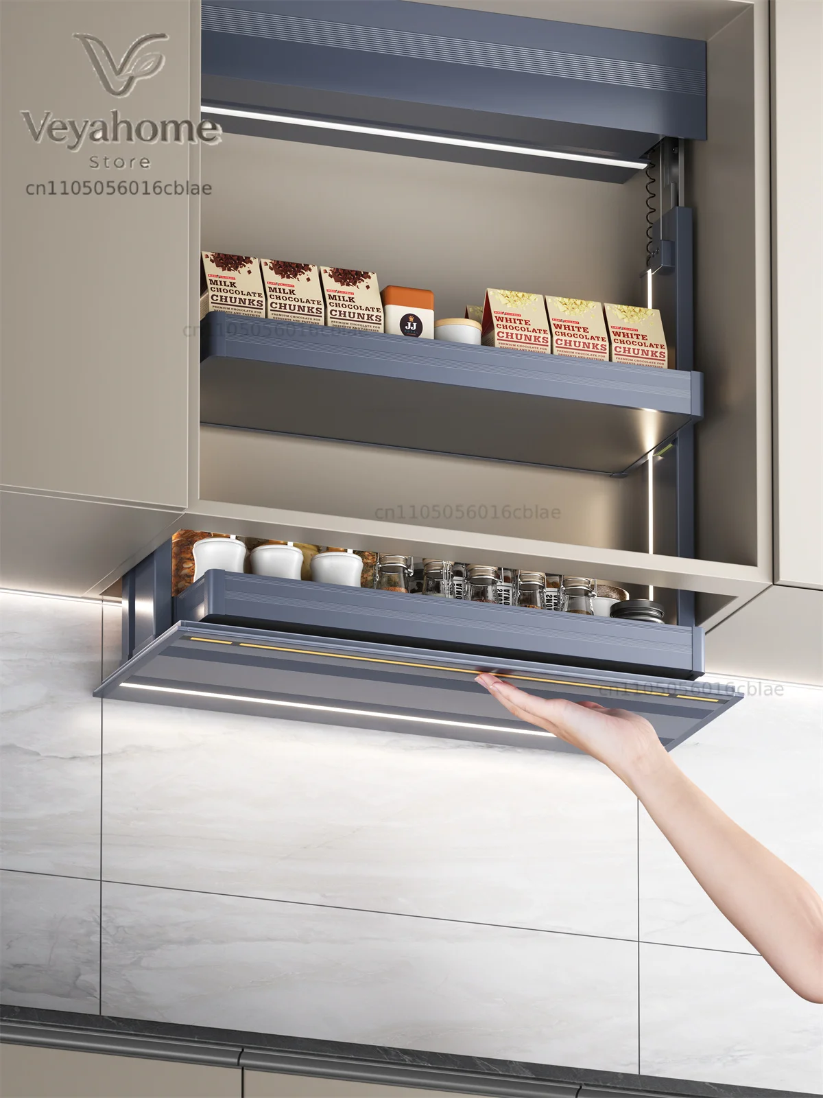 Smart Pull Down Cabinet Organizer Touch Control Lift Shelf LED Upper Storage Senior Handicap High Ceiling Kitchen Accessory Plus