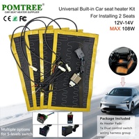 12V Universal Built-In Car Seat Heater Kit Fit 2 Seats with 4Pcs 108W Alloy Wire Heating Pads and 5-level Dual Control Switch
