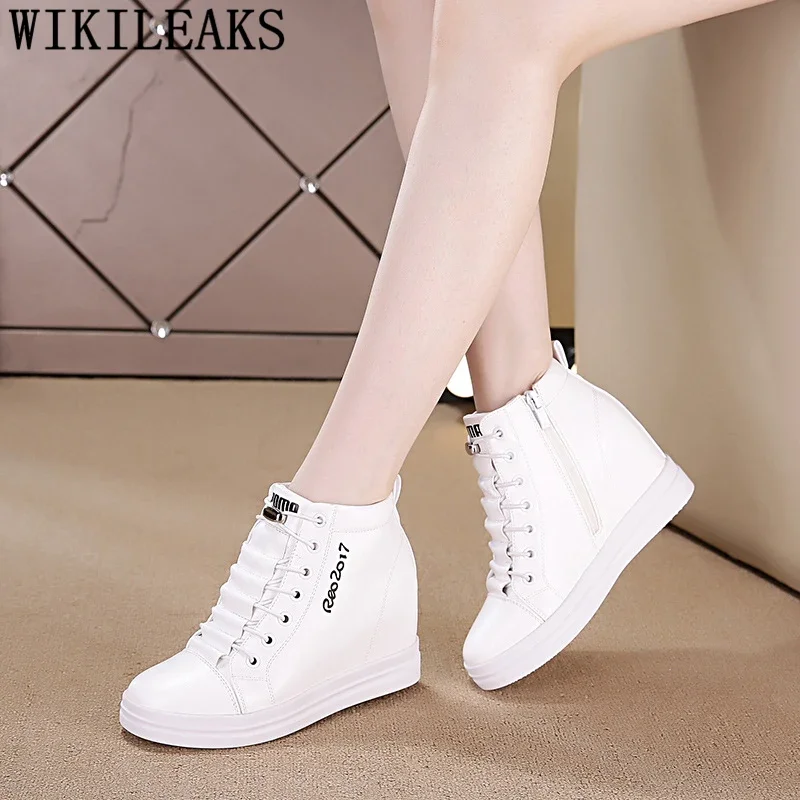 Size 34-40 Sneakers Platform Elevator Shoes Increase Within Designer Wedges Shoes for Women White Sneakers Women Casual Shoes