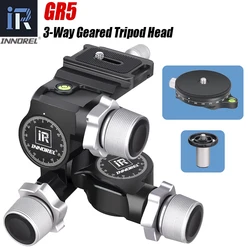 INNOREL GR5 CNC Aluminum Alloy High Precision 3 Way Geared Tripod Head Load Capacity 6kg，Net Weight 811g， for Photography Camera