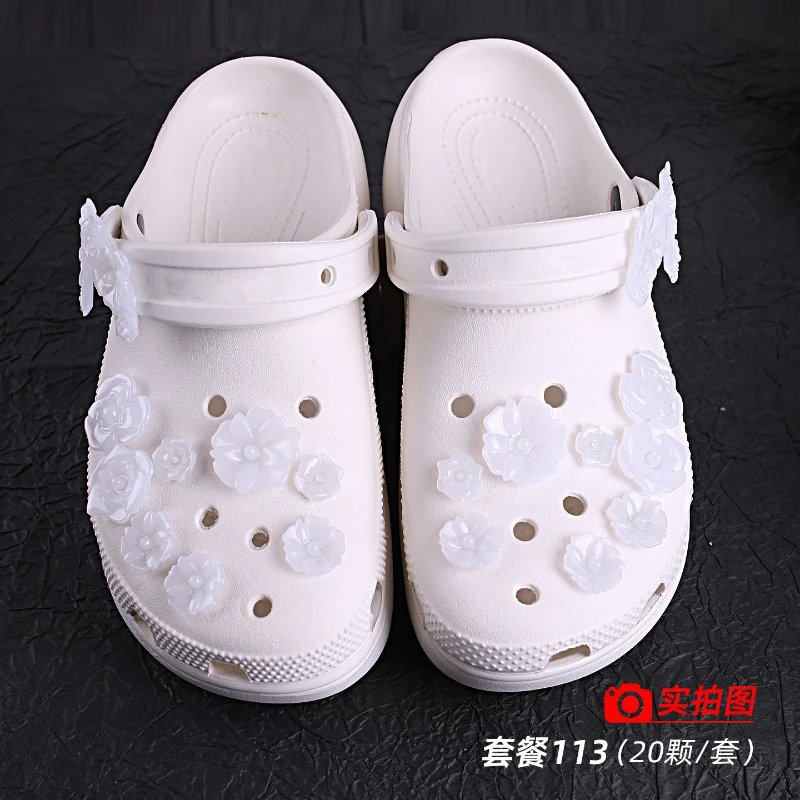 20PCS Crystal Flower Set for Cave Shoes Cute Detachable Shoe Accessories Ins Style Flower Decorations DIY Footwear Accessories