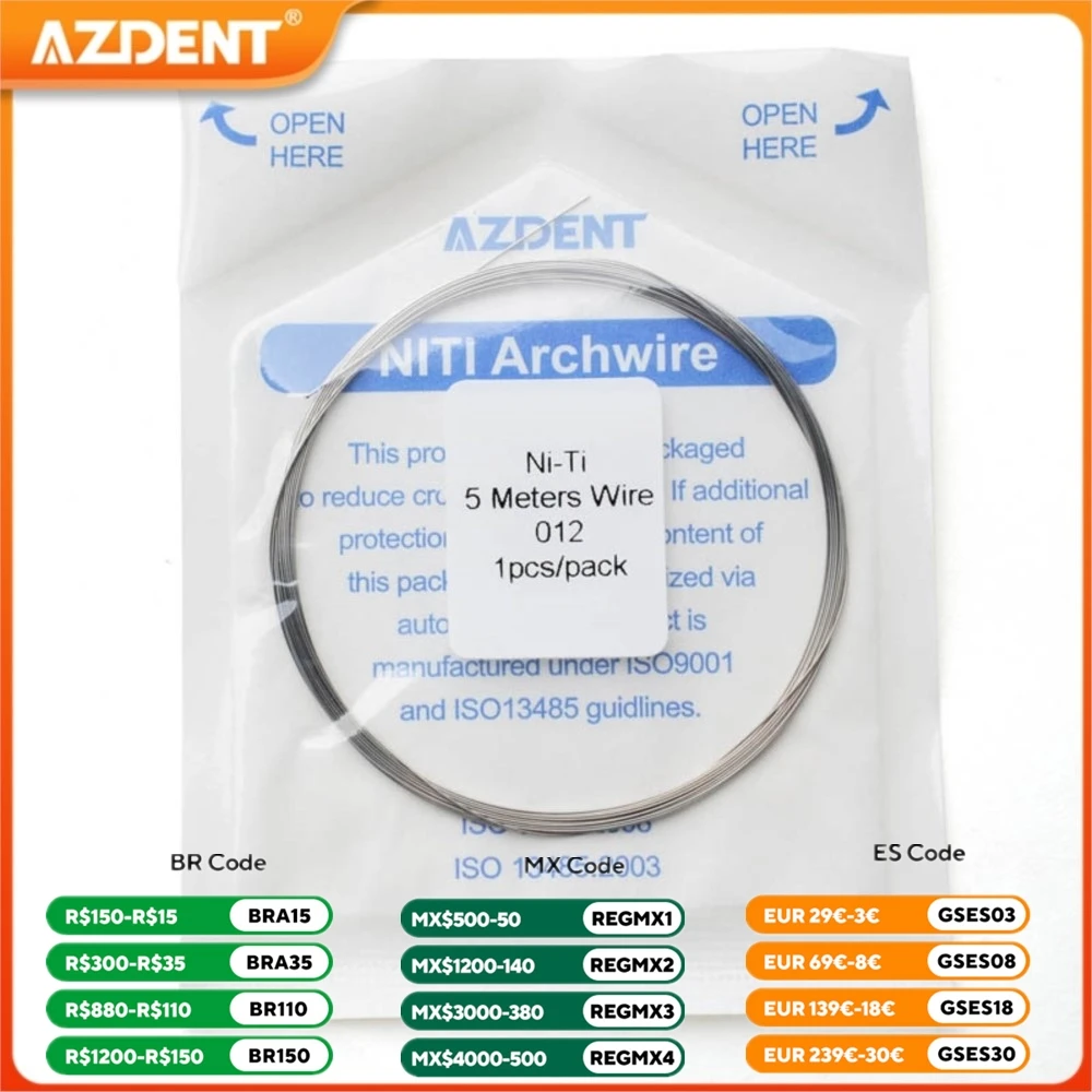 1 sztuk/paczka Dental ortodontyczne druty łukowe Niti AZDENT długość 5m rozmiar 0.012 0.014 0.016 Archwire