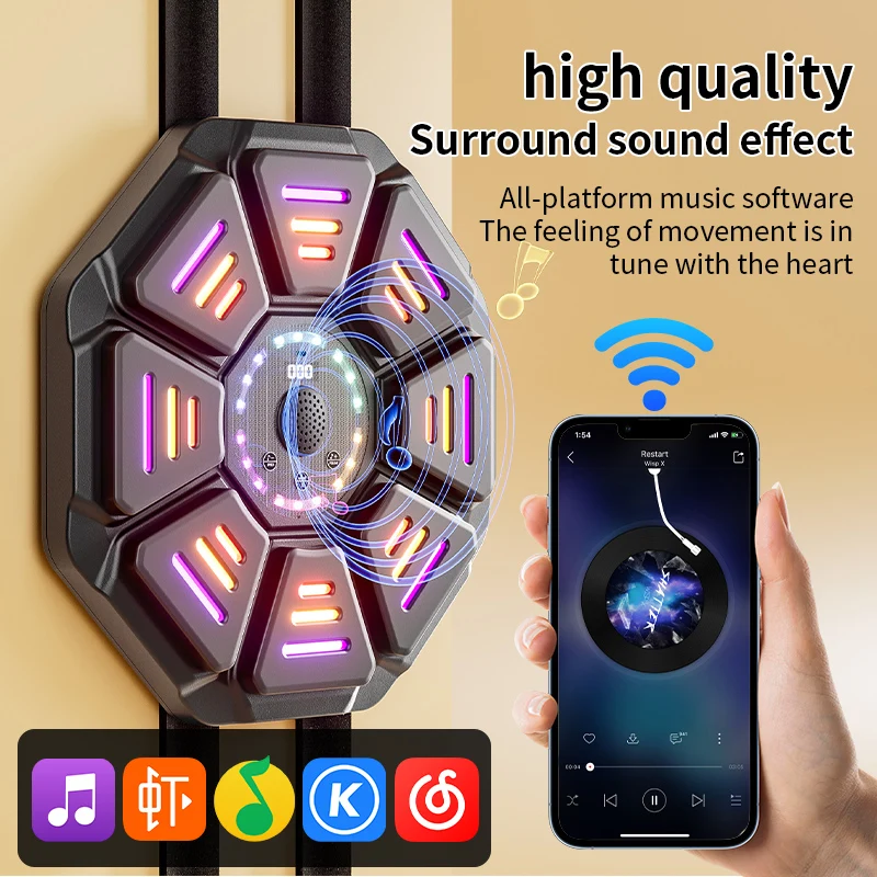 Bluetooth Smart Music Boxing Machine Adult/Child Rhythm Response Trainer Muay Thai Fitness Sports Sandbag Boxing Wall Target Bag