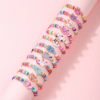 12Pcs/set Kawai Cute Cat Bracelets Adjustable Cord Rope Cute Animal Charm Bracelet for…
