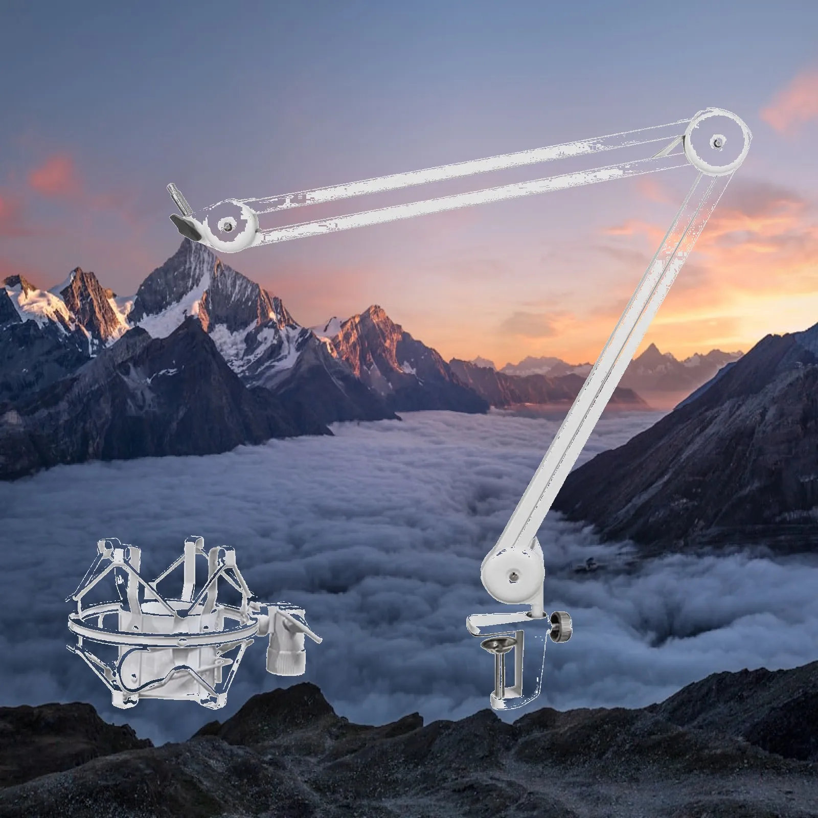 Heavy Duty Adjustable Mic Boom Arm Desk Stand Aluminum Alloy for Home Recording and Broadcasting Use