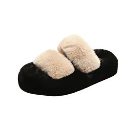 2024 Fashion Winter Women Cotton Slippers Outdoor Indoor Home Non-slip Plush Warm Cotton Shoes Women Bedroom Flat Warm Slippers