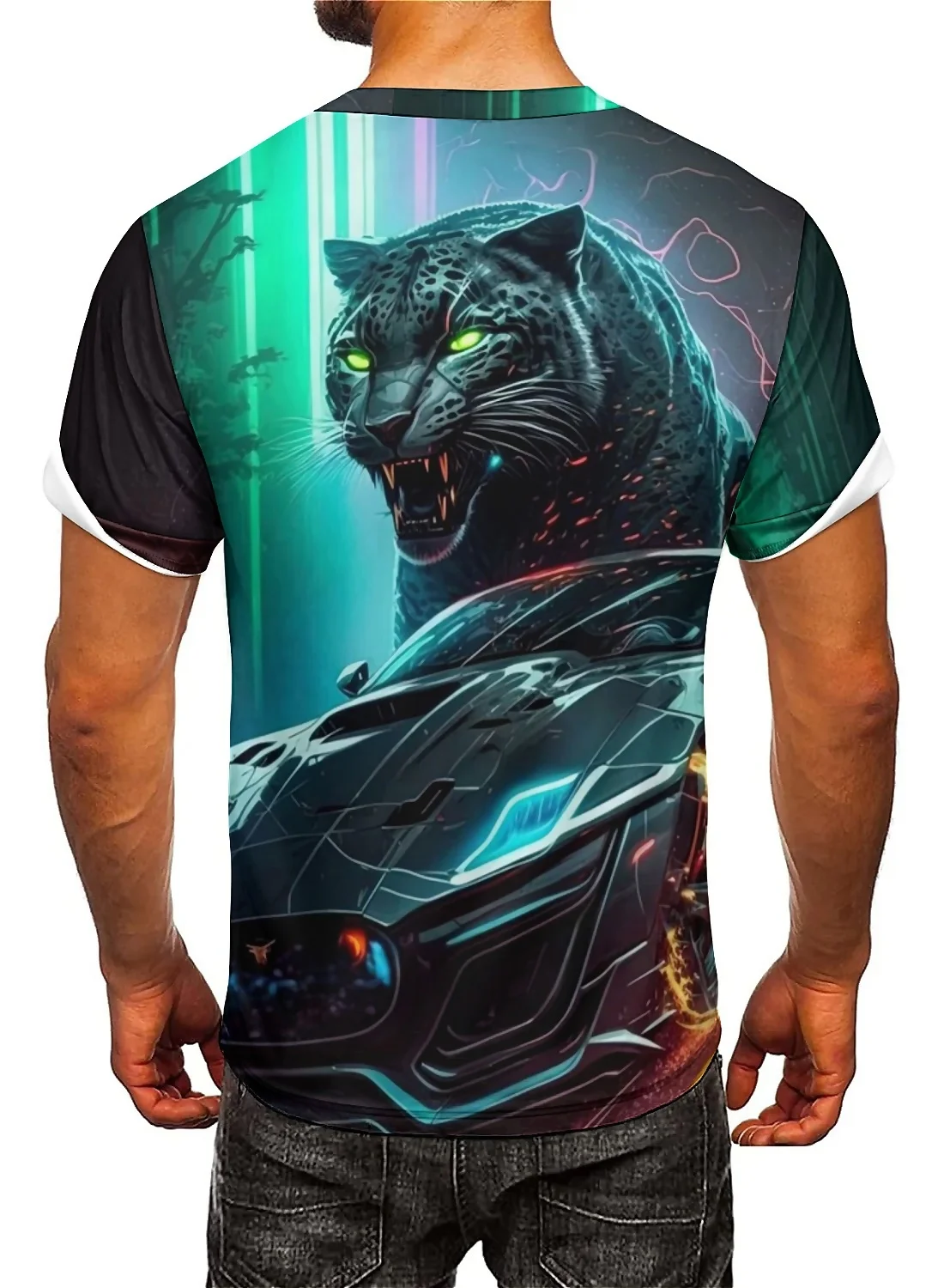 Mechanic Punk Men's 3D Printed Short-sleeved T-shirts, Made of Lightweight and Breathable Polyester Fabric, Suitable for High-qu