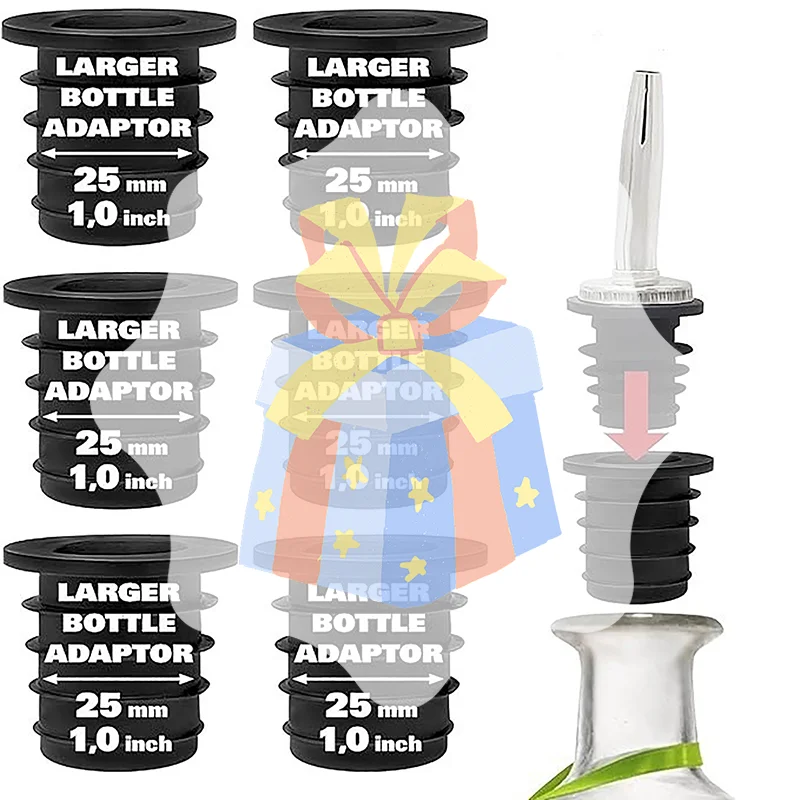 1/4/6pcs Liquor Pourer Adapters Perfect For Large Olive Oil Bottles And Liquor Bottles Up To 1 Inch/25mm