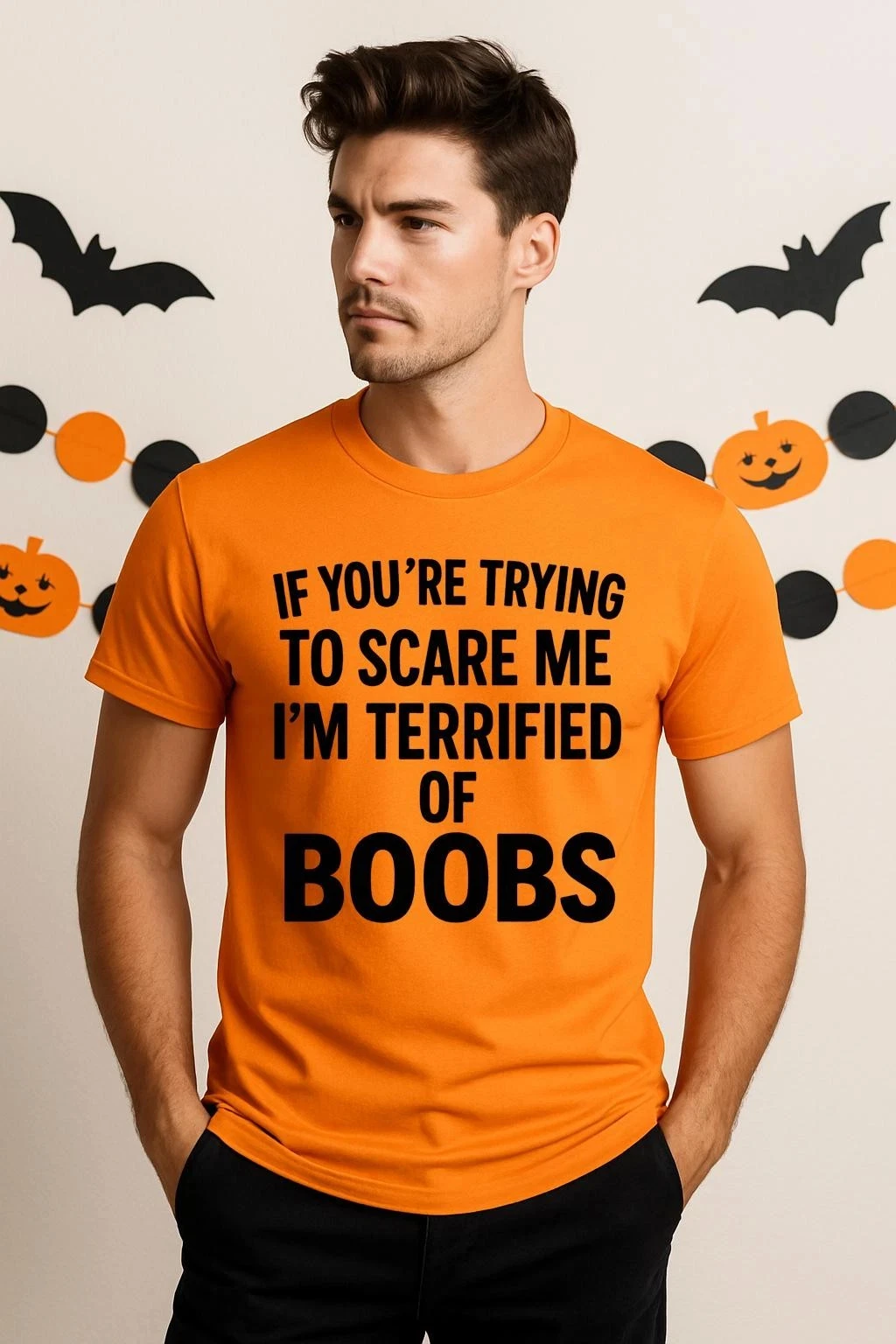 

Terrified of Boobs T-Shirt Funny Adult Humor Shirt Sarcastic Halloween Tee Harajuku Men Clothing Graphic T Shirts