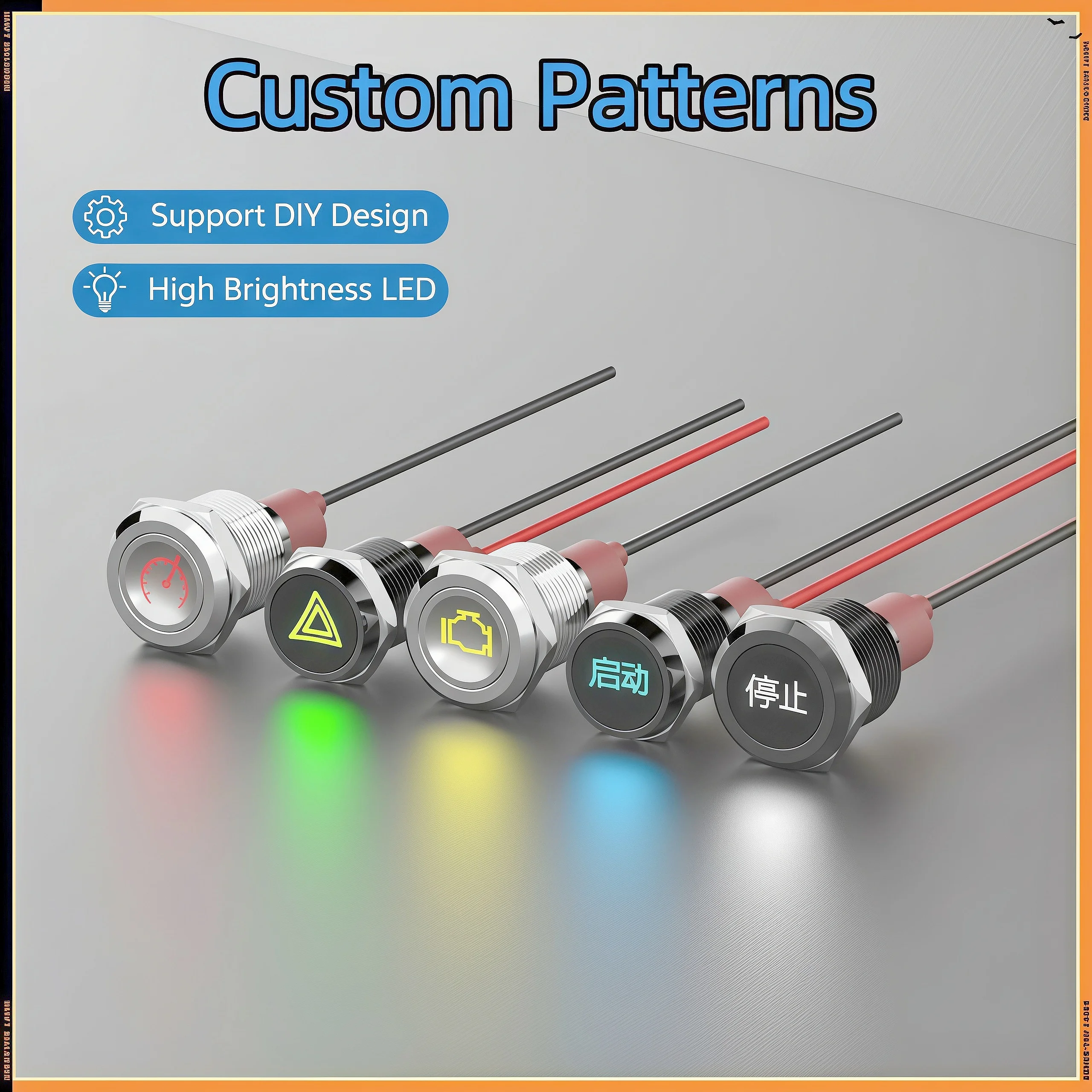 Waterproof Lamp 10/12mm 12V24V Car Boat LED Indicator Light Instrument Warning Dashboard Turn Signal Pilot Lights Customized