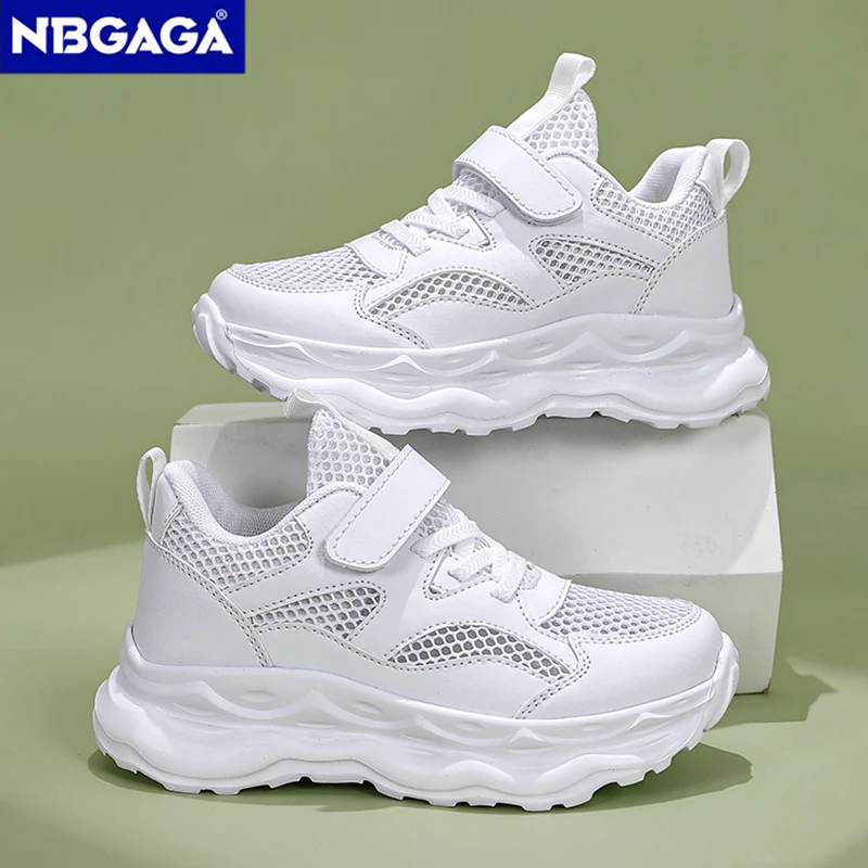Baskets en maille respirante blanches pour enfants, antidérapantes, pour l'école et le sport, légères, pour garçons et filles, chaussures décontractées d'été pour la marche