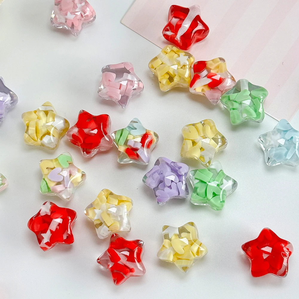

Сердечный дизайн 100 шт. 21*21 мм смоляные бусины/ручная работа/бусины «сделай сам»/конфетный эффект/форма звезды/фурнитура и компоненты для ювелирных изделий # 19304