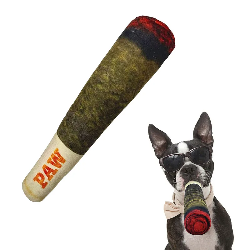 Jouet couineur pour chien PAW, simulation de cigare en peluche vert, résistant aux morsures, jouet interactif à mâcher pour chiens adultes de petite, moyenne et grande taille