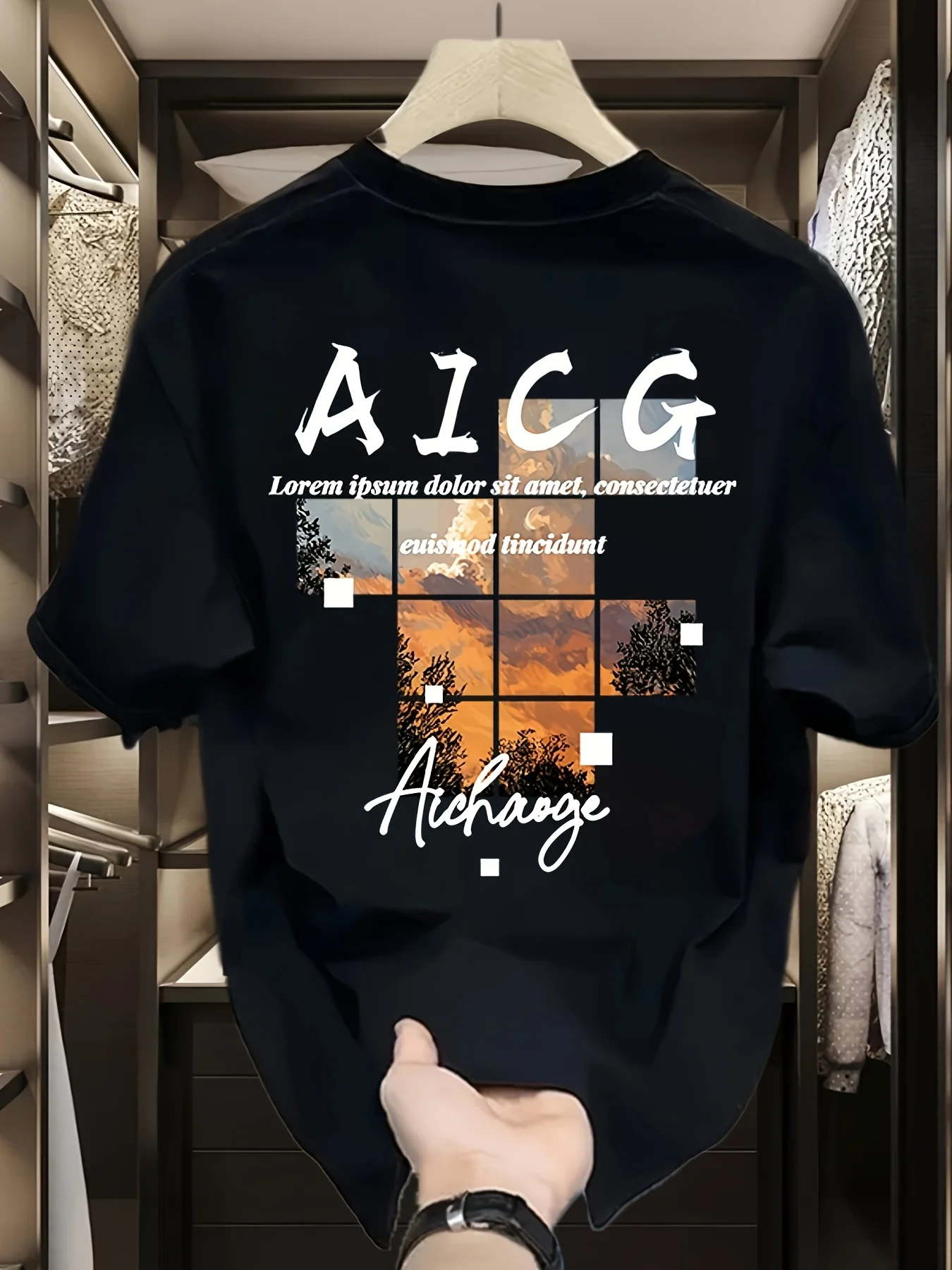 AICC Super Beautiful Sunset Printed Women's T-Shirt Men's and Women's Trendy Brand Fashion Casual Short Sleeve Top