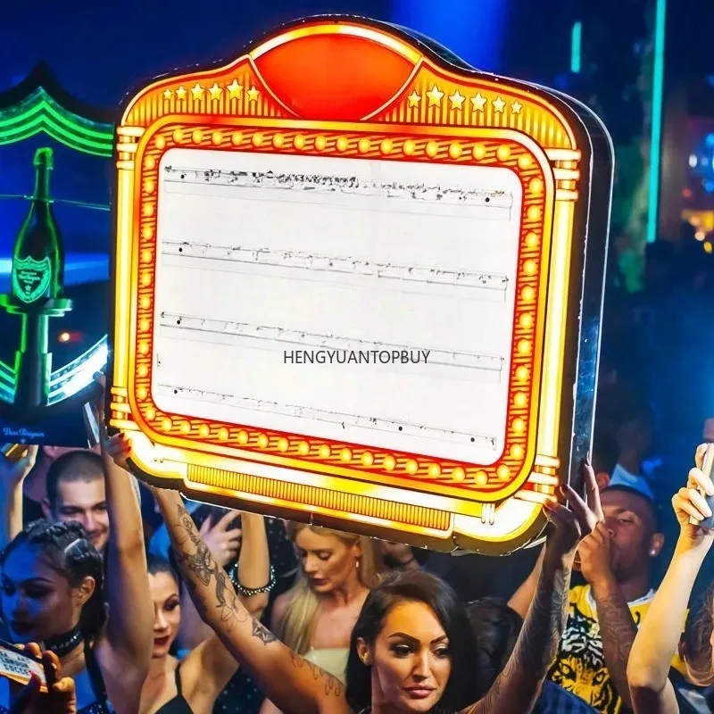 Customized   Letters Happy Birthday LED Marquee Message Sign Board VIP Service Champagne Bottle Presenter Neon Glorifier