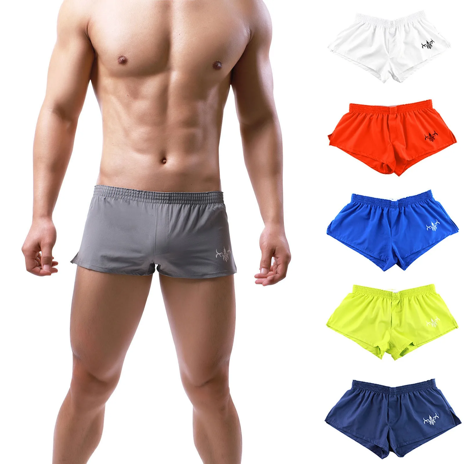 Male Panty Running Short Fitted Shorts Bodybuilding Quick Dry Gym Running Tight Lifting Shorts Breathable Beach Causal Shorts