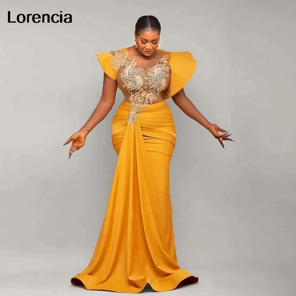 Lorencia-Aso Ebi حورية البحر فستان حفلة موسيقية للنساء الافريقيات ، الفتيات السود ، الخرز البلورات ، فستان حفلة مسائية رسمي ، فستان حفلة ، YPD31